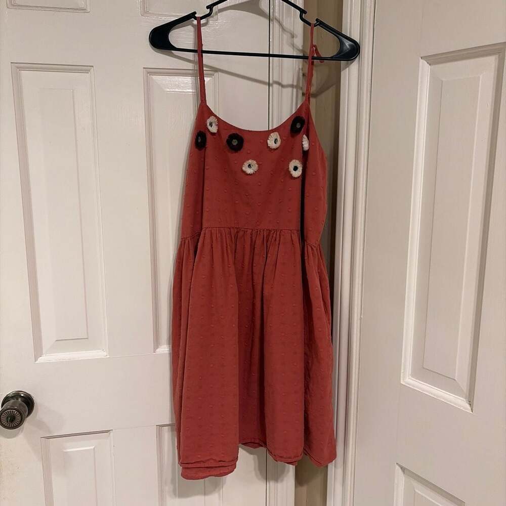 Madewell Embroidered Sunflower Cami Dress Spiced Rose Size L J3263
